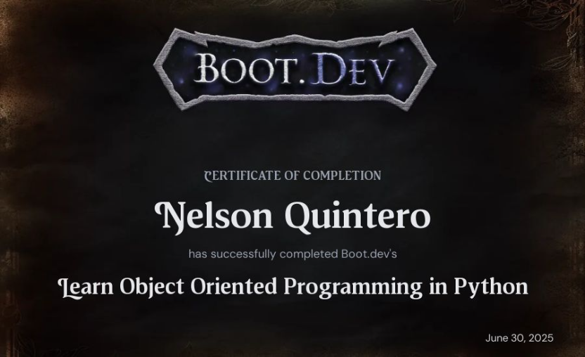 Object-Oriented Programming Python Certificate